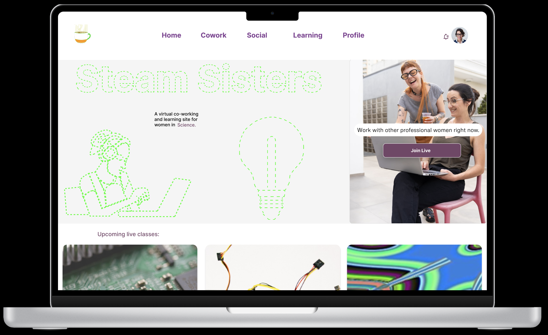 STEAM Sisters mobile app and website design for STEM education